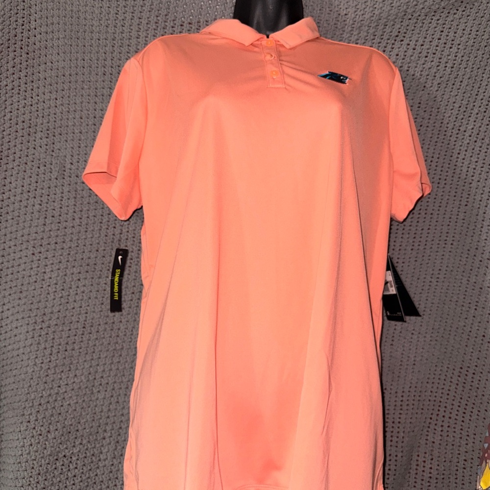 Nike Coral Pink Dri-FIT Golf Polo Carolina Panthers